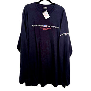 Vintage Ralph Lauren Polo Jeans Co Long Sleeve Cotton Size XL Black NOS